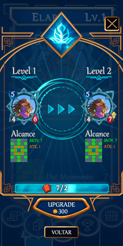 Interface e evolução de personagem